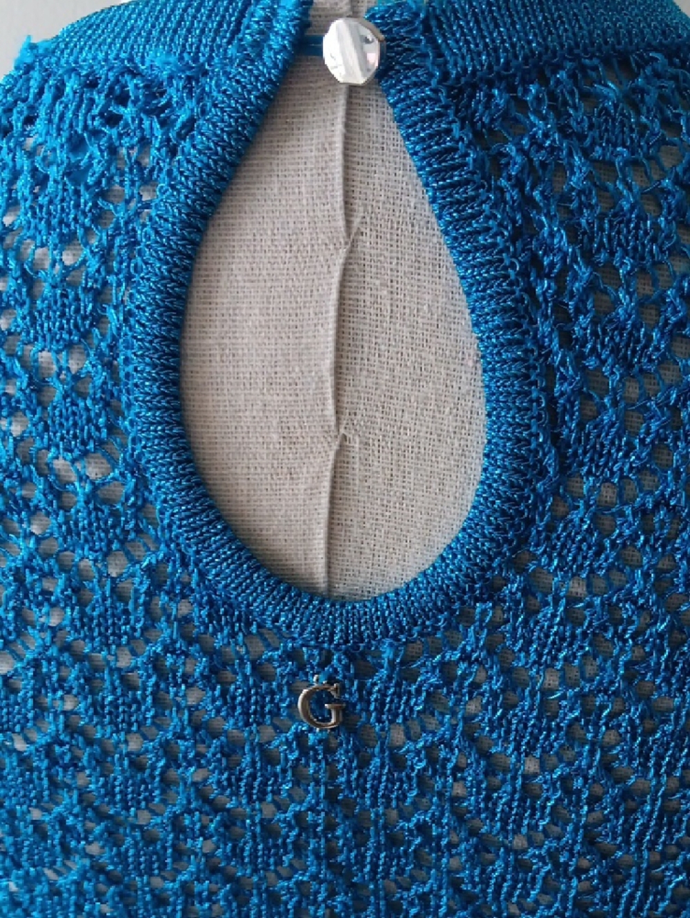 Guess Bright Blue Crochet Halter Tank - Picture 4 of 8